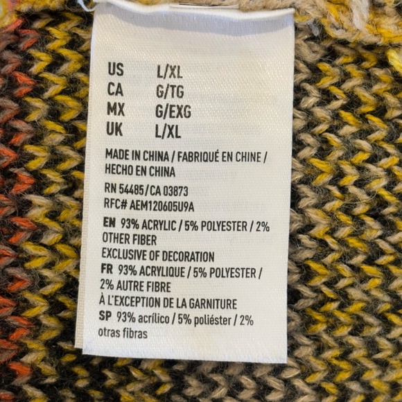 American Eagle Women's Hooded Southwest Open Blanket Poncho Sweater SZ L/XL - Picture 11 of 12